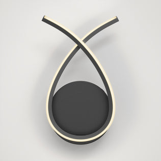 The Artika Gamma modern LED wall sconce 5 CCT features two curved black arms with white LED strips, crossing at the top and mounted on a circular base, shown against a plain white background.