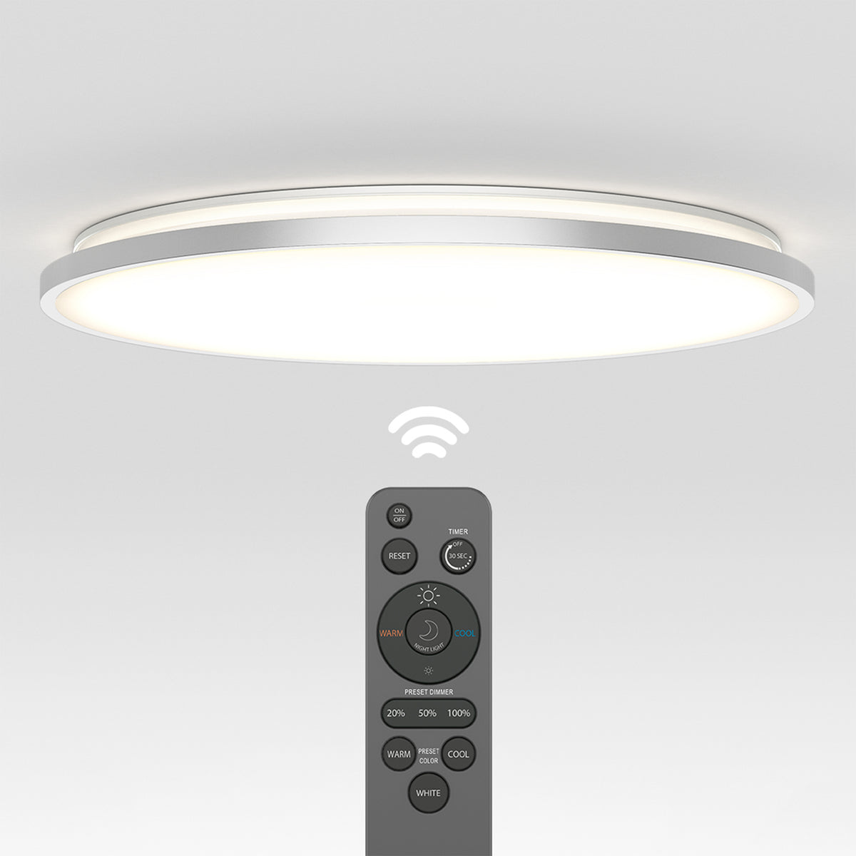 Europa 21 in. LED modern flush mount light - with remote