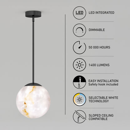 Artika Selena LED pendant, 3 CCT, dimmable, 50,000 hrs, easy install—ideal modern kitchen island lighting.
