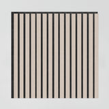 A square panel with alternating vertical light wood and black stripes, creating a modern, minimalist geometric pattern on a light background.