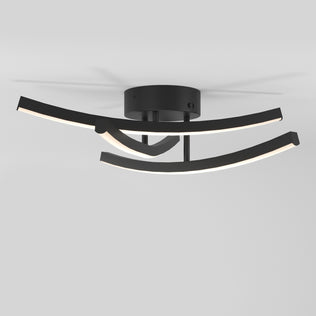 The Artika Orly modern LED flush mount light offers 3 CCT options and features three curved bars on a round base.