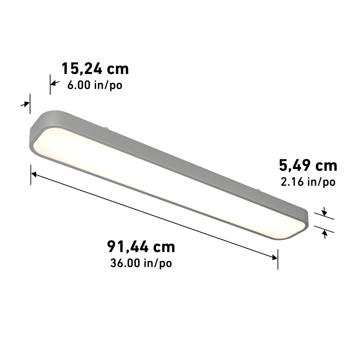 Europa luz de techo LED moderna empotrada 91 x 15 cm (36 x 6 in.)