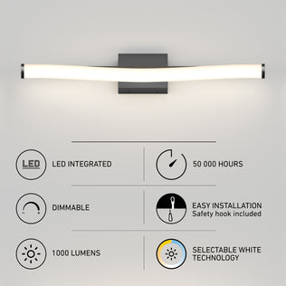 Artika Arc 27-in LED Vanity Light Bar: dimmable, 1000 lumens, 5-CCT, 50,000 hrs, easy install.