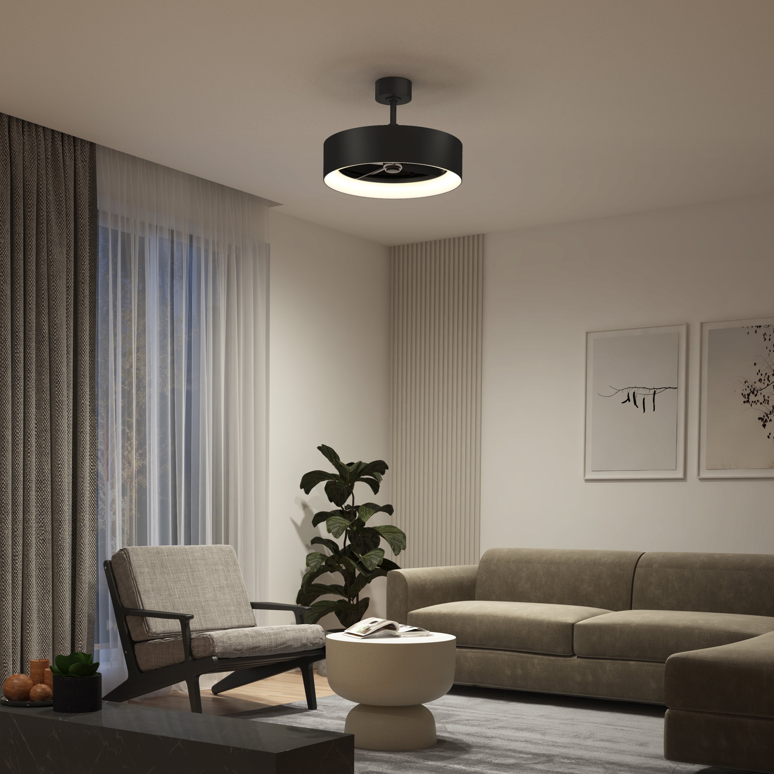 Aiden 24 in. LED ceiling fan 3 speeds - in Matte Black | Artika