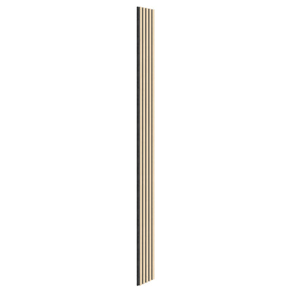 The Artika Sonolok sound-absorbing wall panel kit features a tall, narrow rectangular design with evenly spaced vertical light-brown slats on a dark background, shown at an angle against a white backdrop.