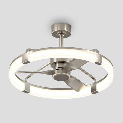 Artika Sunnyvale 28 in. LED modern fandelier ceiling fan with light and remote, shown mounted on a gray background.