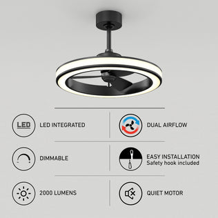 Artika Edwin 23 in. LED modern fandelier: dimmable light, quiet dual airflow, remote, easy setup.