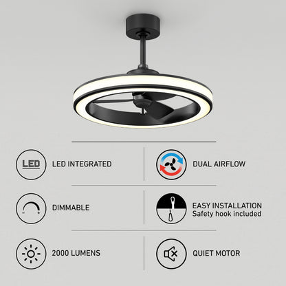 Edwin 23 in. (58 cm) LED modern fandelier ceiling fan with light - includes remote