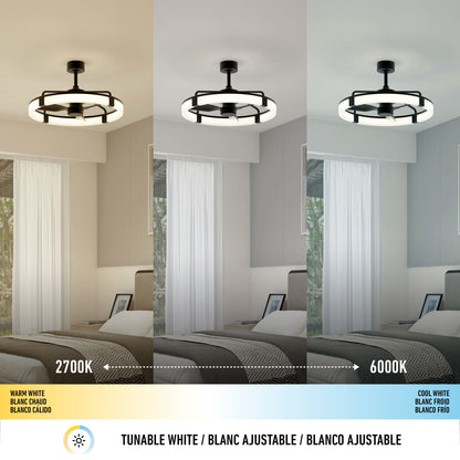 The Artika Sunnyvale 28 in. LED modern ceiling fan offers adjustable lighting—warm white (2700K), neutral, and cool white (6000K)—with a color temperature scale, all easily controlled via remote.