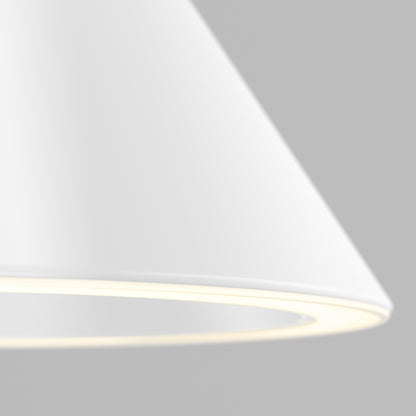 Artika Denali modern LED pendant light 3 CCT softly glows beneath a white shade against a plain gray background.