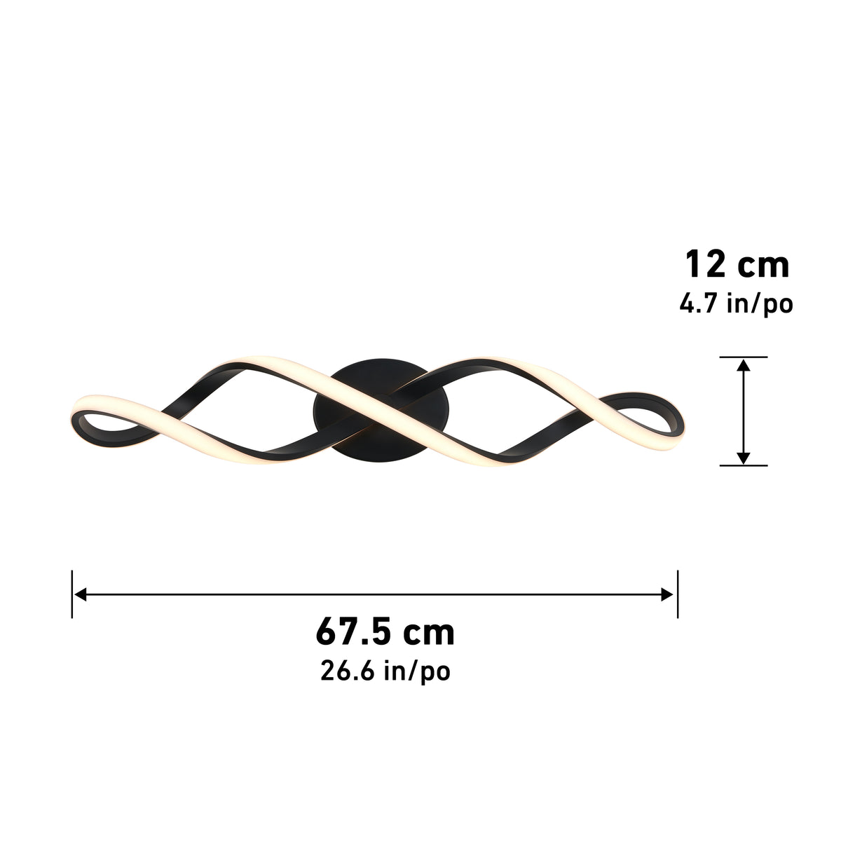Swirl 27 pulg (68 cm) luminario de vanidad de 3 luces LED moderno para baño