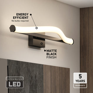 Artika Arc 27-in LED 5-CCT vanity light bar, matte black, dimmable, energy efficient. 5-year warranty. Ideal for bathroom mirrors.