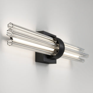 Artika Dorado 27″ 1-Light LED Wall Vanity 5CCT: modern dimmable fixture with glass rods, black base—perfect for any white wall.