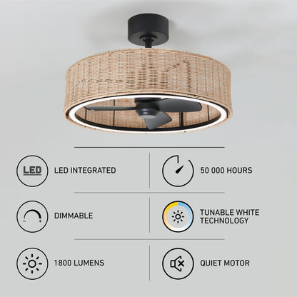Kalani 24 in. LED modern ceiling fan 3 speeds - with remote