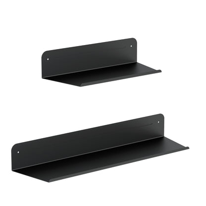 The Artika Sonokit set includes two black metal wall shelves in different lengths with a simple modern design for Sonolok and Sonofold panels. Easy to install, each shelf has flat surfaces and back panels with mounting holes.