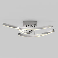 Artika Orly modern LED flush mount light with 2 curved bars, chrome finish, and adjustable 3 CCT color balance.