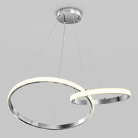 Artika Mora 28″ LED Pendant, dimmable with 5CCT tech, features two overlapping rings for a customizable modern ambiance.