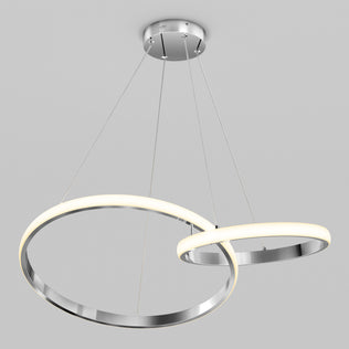 Artika Mora 28″ LED Pendant, dimmable with 5CCT tech, features two overlapping rings for a customizable modern ambiance.