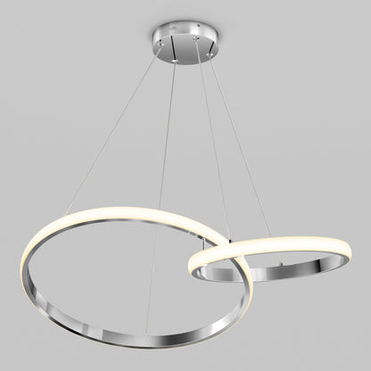 Artika Mora 28″ LED Pendant, dimmable with 5CCT tech, features two overlapping rings for a customizable modern ambiance.
