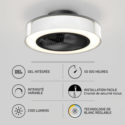 Artika Groove 20 in. LED fandelier with remote; adjustable light, easy install, 2300 lumens, 50,000-hour lifespan.