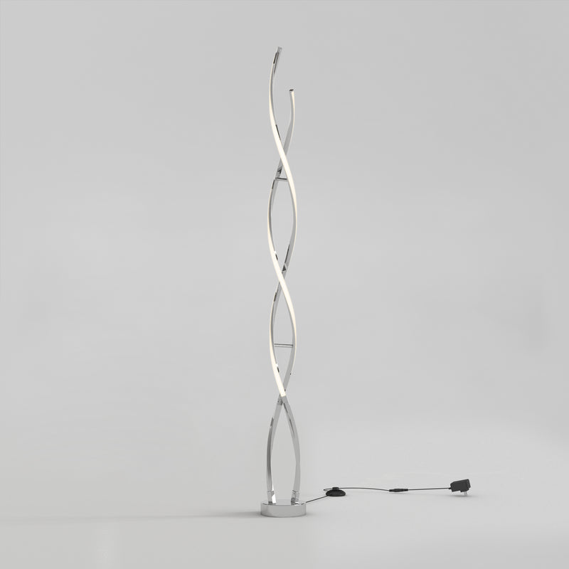Swirl modern LED floor lamp, Chrome