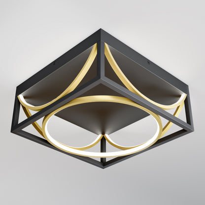 Artika Luxury 13 in. Modern LED flush mount ceiling light with black frame, gold accents, and circular LED—ideal for any space.
