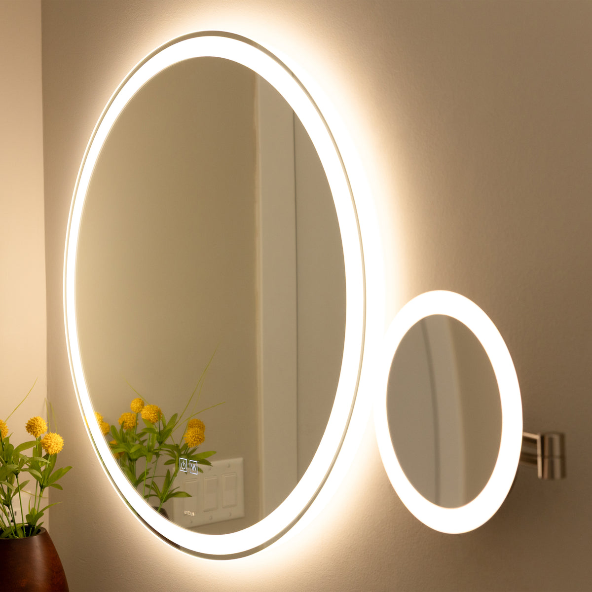 The Artika Radia 9 in. Cordless LED Cosmetic Mirror features 5x magnification, ideal for flawless makeup application.