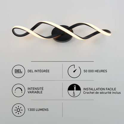 Artika Swirl 27-in 3-Light LED vanity light: modern, dimmable, 1300 lumens, and 50,000-hour life for your bathroom.