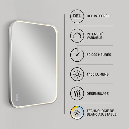 Royce 24 in. x 32 in. (61 x 81 cm) Dimmable Anti-Fog LED Mirror