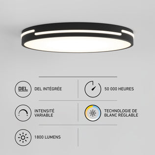 Artika Delray 16″ LED ceiling light, 5 CCT, dimmable, adjustable white, 50K hrs, 1800 lumens.