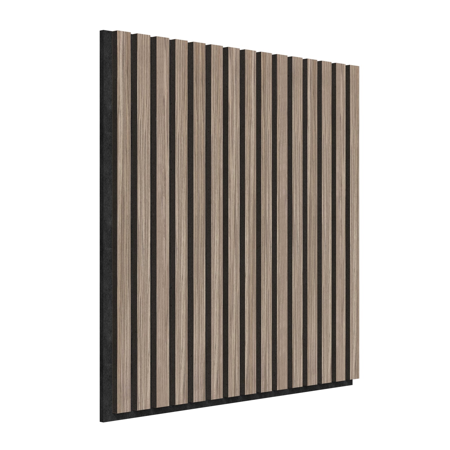 The Artika-CAN-dev Sonolok 15.5 ft sound-absorbing wall panel kit features rectangular panels with vertical light brown wooden slats and narrow black gaps, shown from an angle against a white background.