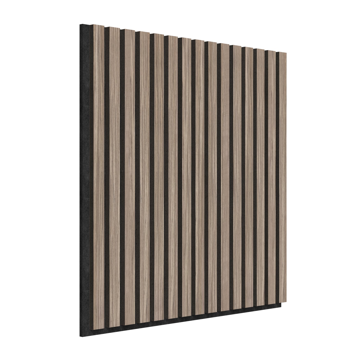 The Artika Sonolok 15.5 ft sound-absorbing wall panel kit features alternating vertical light wood and black slats, displayed at an angle against a white background.