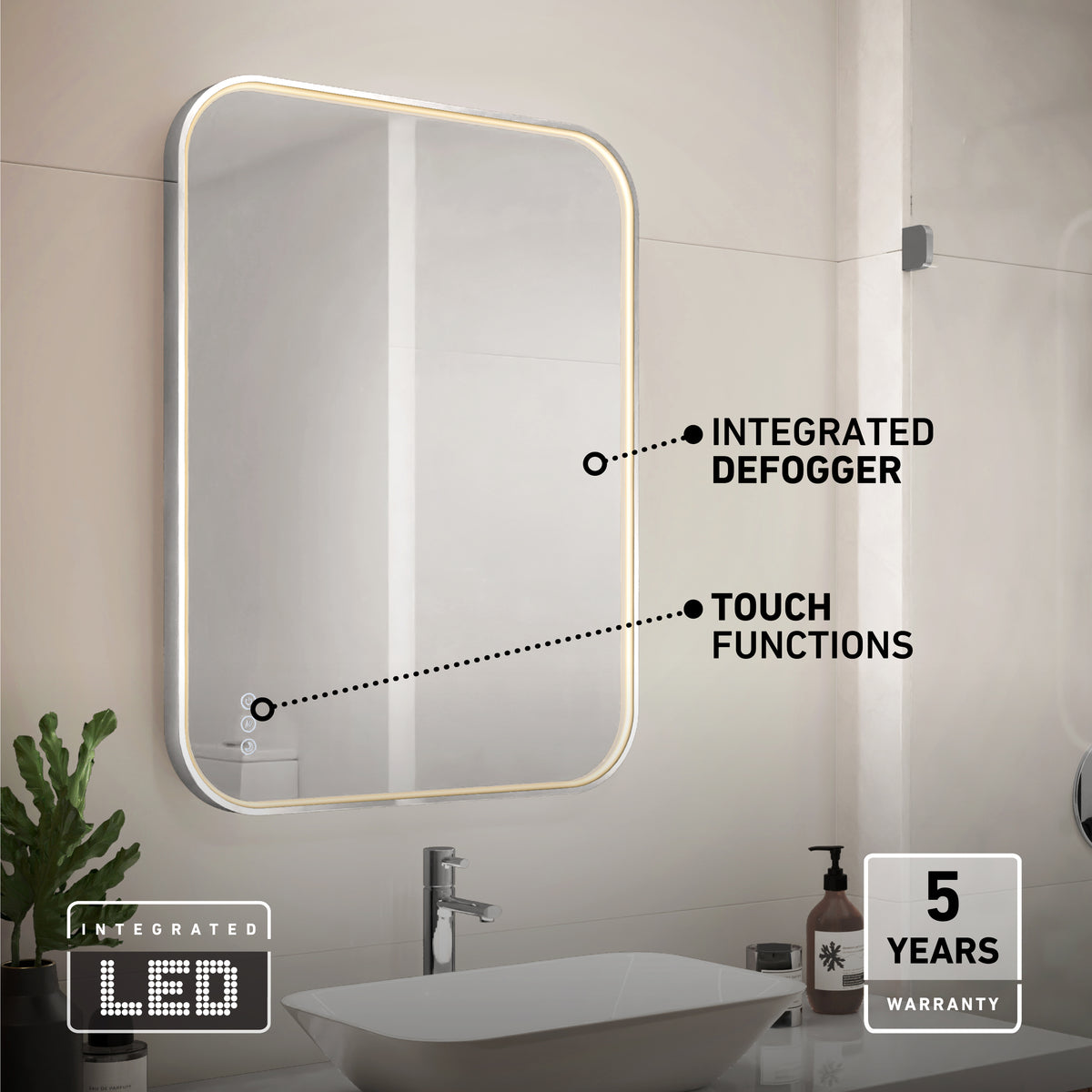Royce 24 in. x 32 in. (61 x 81 cm) Dimmable Anti-Fog LED Mirror
