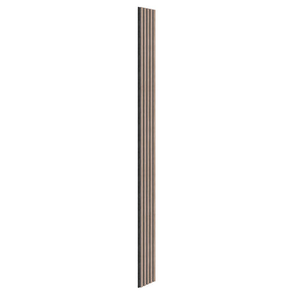 The Artika Sonolok sound-absorbing wall panel kit features vertical, narrow wooden slats with evenly spaced grooves, shown at an angle on a white background.