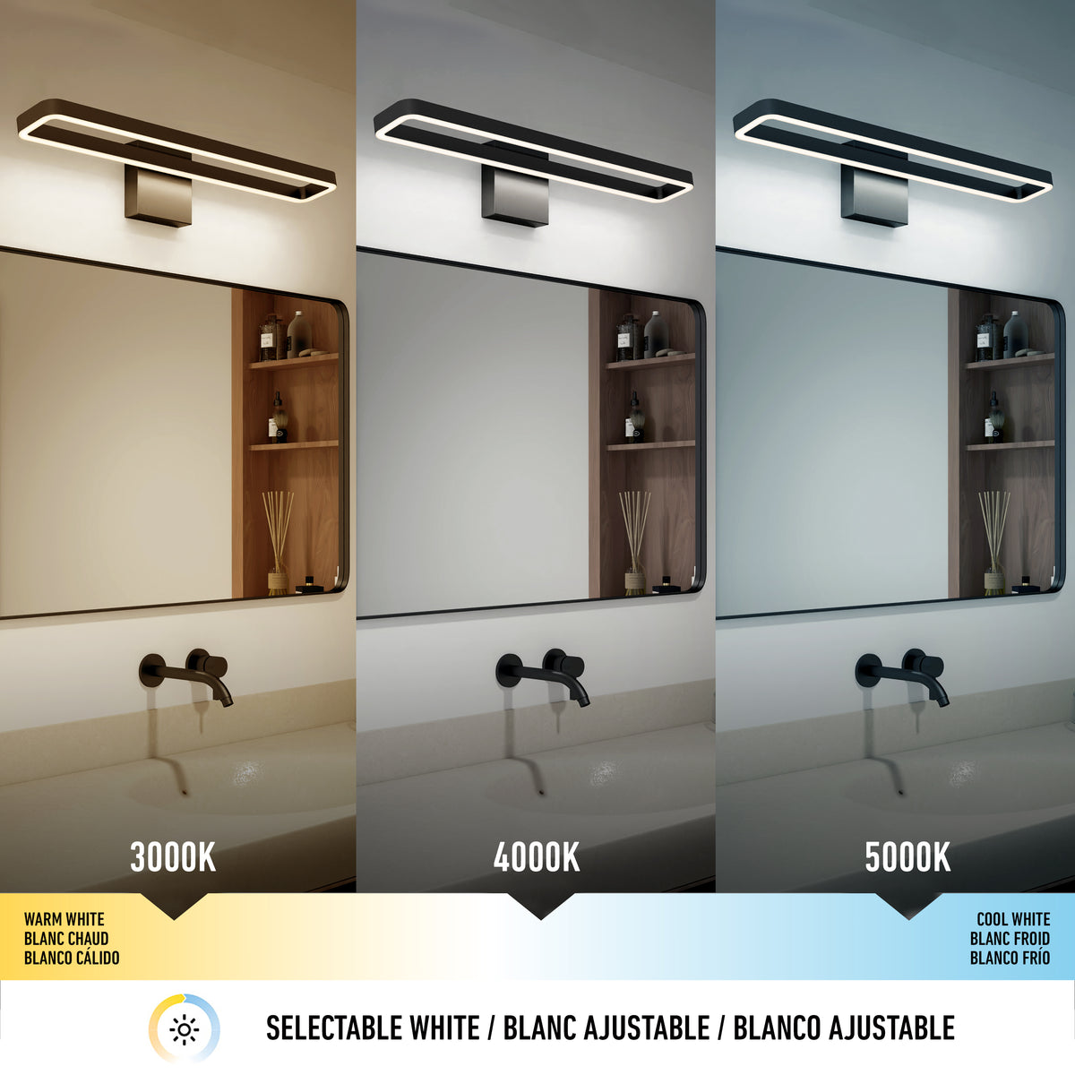 Hinge LED modern bathroom vanity light 3 CCT