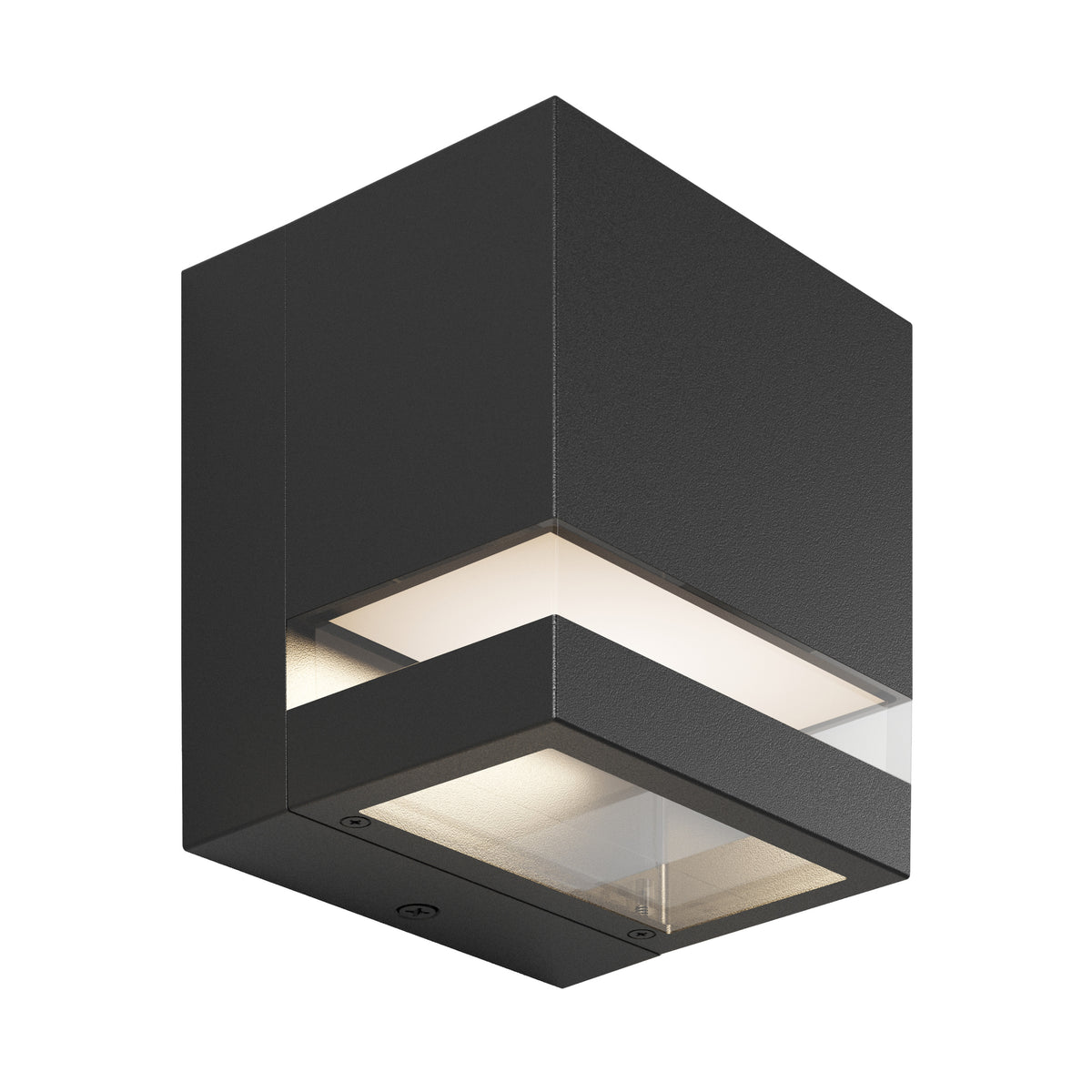 Artika Valor Square LED black wall light with frosted glass, open bottom, and energy efficiency for indoor or outdoor use.