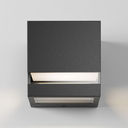 Artika Valor Square LED wall light: black, energy-efficient, top & bottom illumination. Indoor/outdoor use; shown on white background.