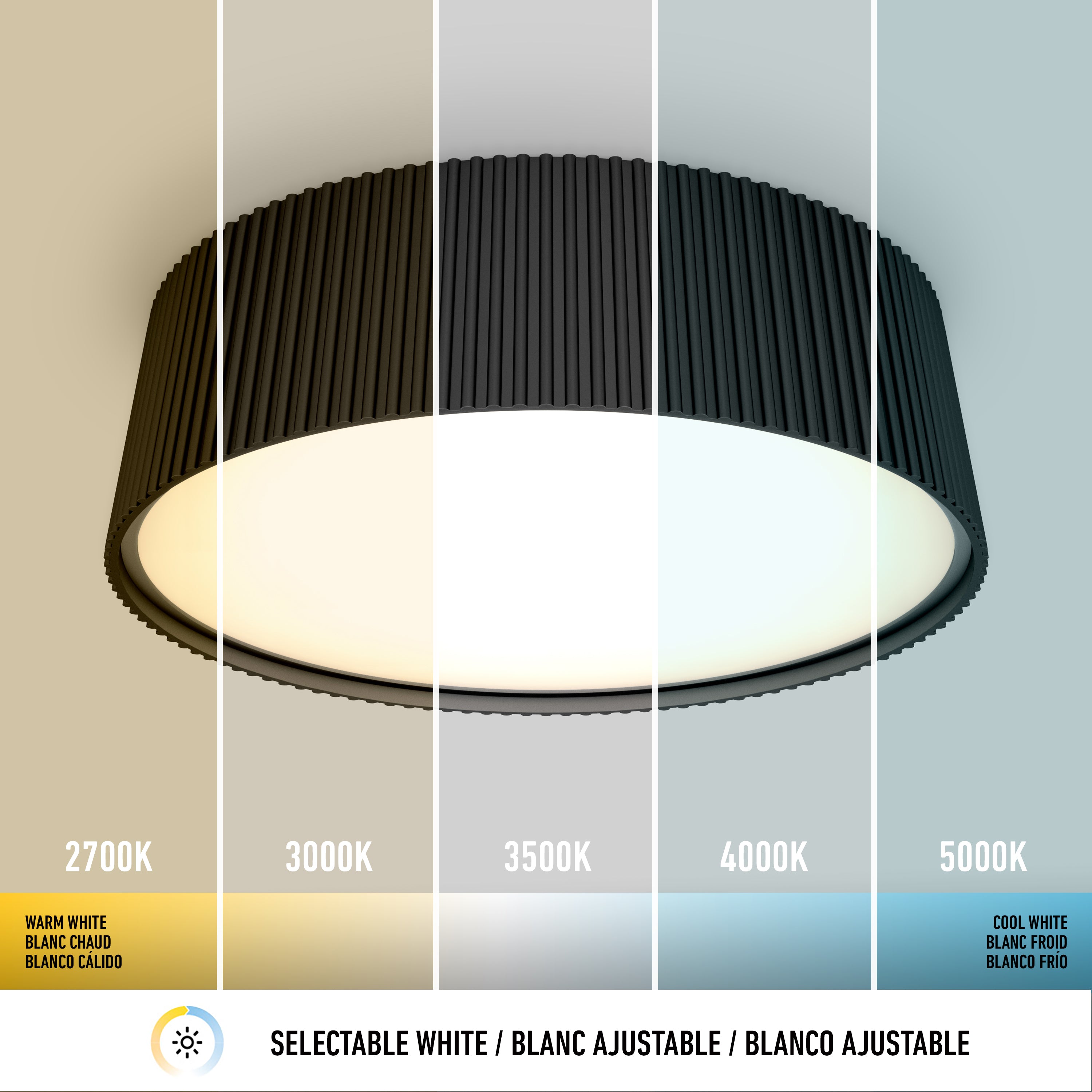 Groove 13 in. LED Flush Mount Light 5 CCT in Matte Black | Artika