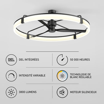 Artika Sunnyvale 52″ LED ceiling fan: dimmable, 3800 lumens, 50K hrs, adjustable white, silent motor, remote included.