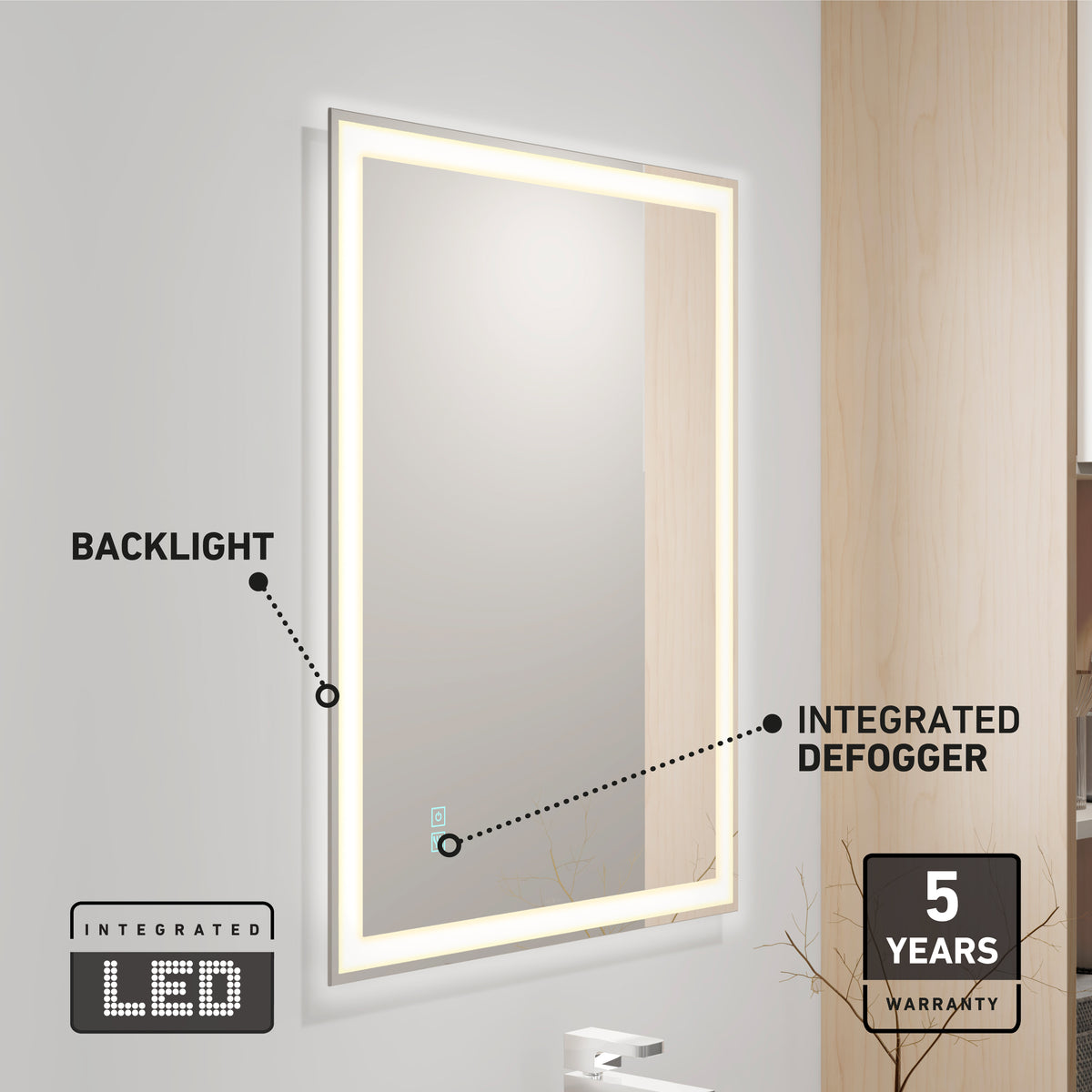 Sofia 61 x 81 cm (24 x 32 in.) espejo LED de baño 3 CCT antivaho