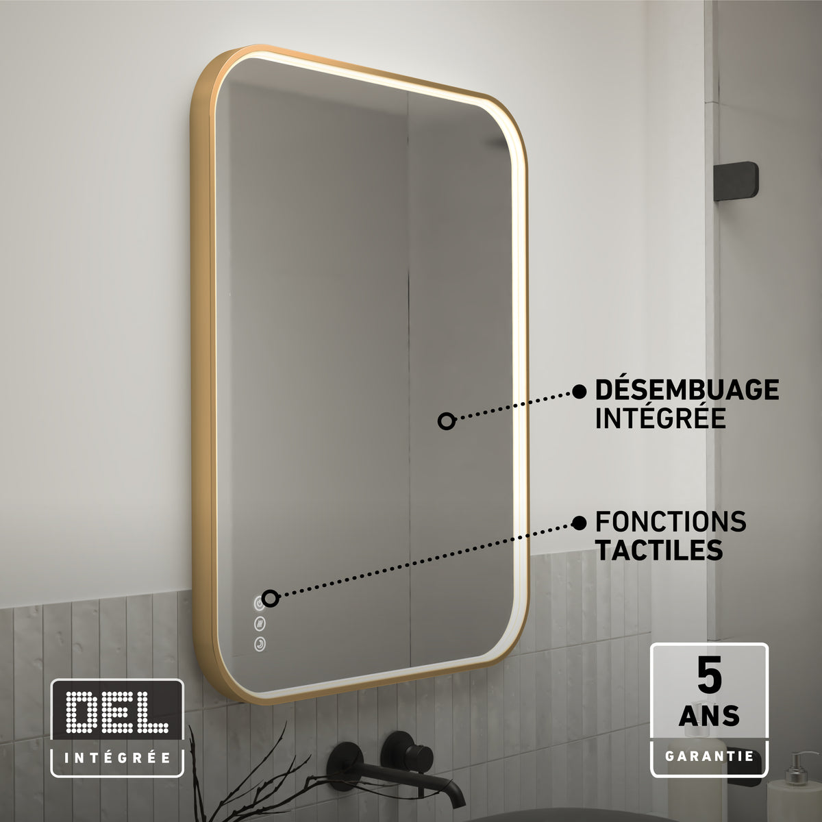 Royce 24 in. x 32 in. (61 x 81 cm) Dimmable Anti-Fog LED Mirror