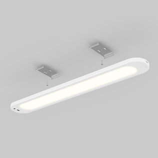 Artika Impulse Under-Cabinet LED Light RGB+CCT with Remote, ceiling-mounted, shown on gray with two brackets and screws.