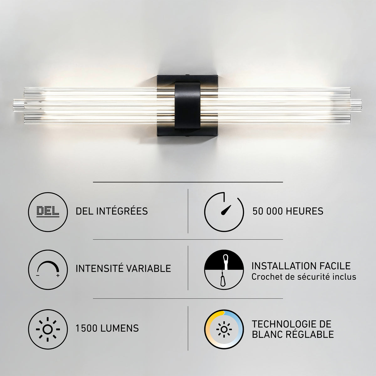 Artika Dorado 27 in. 1-Light LED Wall Vanity, 5CCT, 1500 lumens, 50,000 hrs, easy install, adjustable white—modern dimmable fixture.