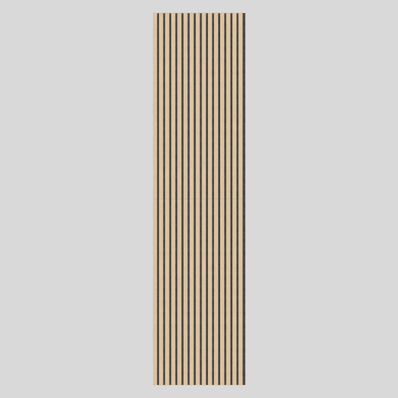 The Artika Sonofold sound-absorbing wall panel kit (pack of 2) features rectangular panels with evenly spaced vertical black grooves on a light background, displayed centered against a plain light gray backdrop.
