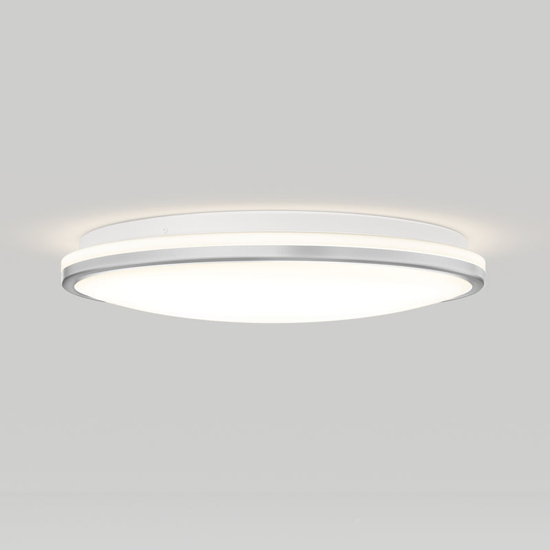 Macy 15 in. (38 cm) Smart RGB LED Flush Mount Light, Wi-Fi & Bluetooth App Control, Metallic Paint Silver