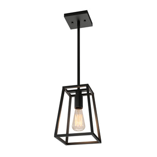Artika Carter 1-light pendant: Black geometric metal frame, rectangular mount—perfect for modern kitchen island lighting.