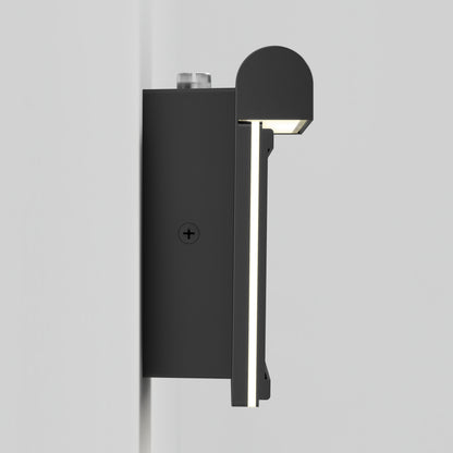 The Artika Bowen modern LED outdoor address wall light 5 CCT features a sleek black rectangular design, shown side view on a white background—ideal for displaying illuminated house numbers or as an outdoor address sign.