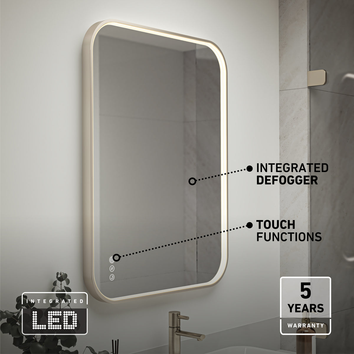 Royce 24 in. x 32 in. (61 x 81 cm) Dimmable Anti-Fog LED Mirror