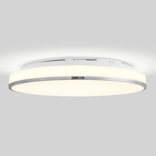 Artika Summit 15 in. (38 cm) LED Flush Mount 5CCT with silver trim, softly glowing against a light gray background.