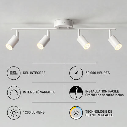 Artika Asher 32″ 4-Light LED Track Light, dimmable, 1200 lumens, adjustable white (3CCT), and directional lighting.